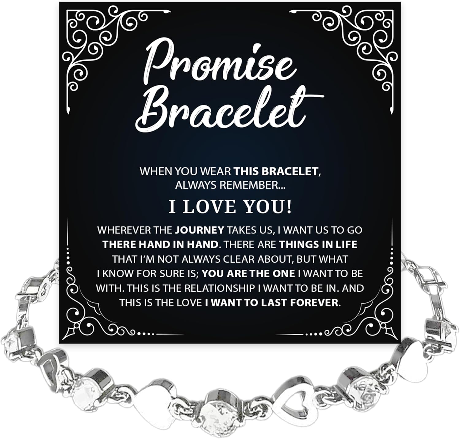 To My Beautiful Girlfriend Crystal Heart Bracelet, Bracelets for Women Birthday, Gifts for Her, Love You This Much Promise Bracelet Soulmate Jewelry With Heartfelt Message & Elegant Box