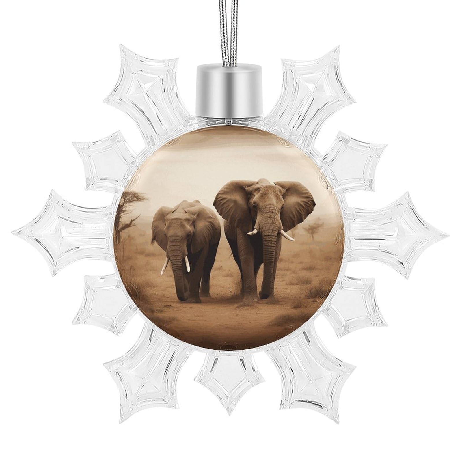 Suspension flocon de neige éléphants, ornement haut de gamme en aluminium et plastique 2024