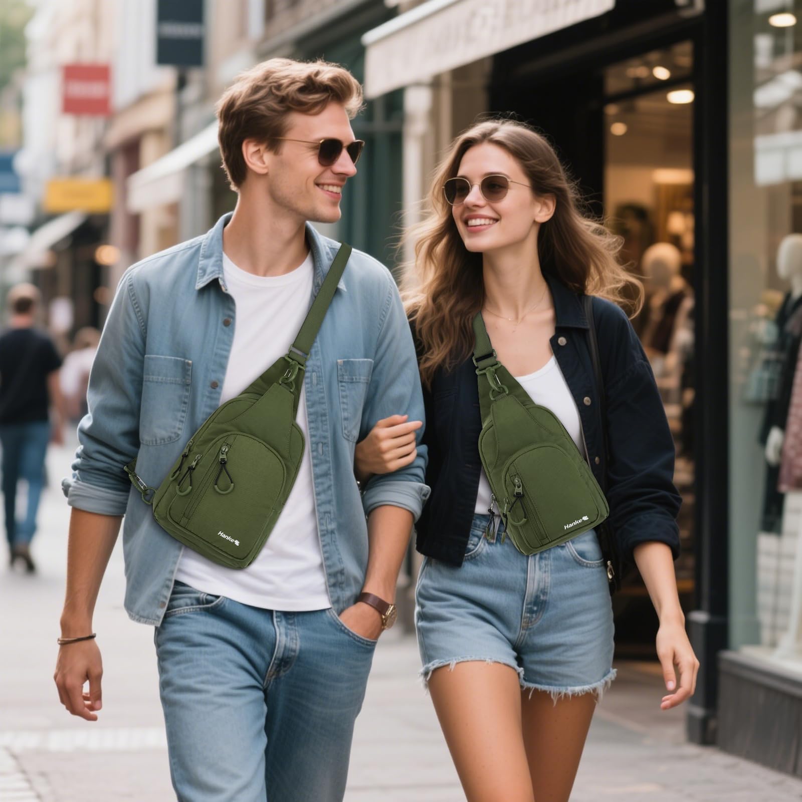 Hanke Crossbody Bag Damen Umhängetasche Damen Schultertasche Brusttasche Sling Bag Herren Casual Daypack mit Verstellbarem Schultergurt Messenger Bag für Reisen Outdoorsport Einkaufen