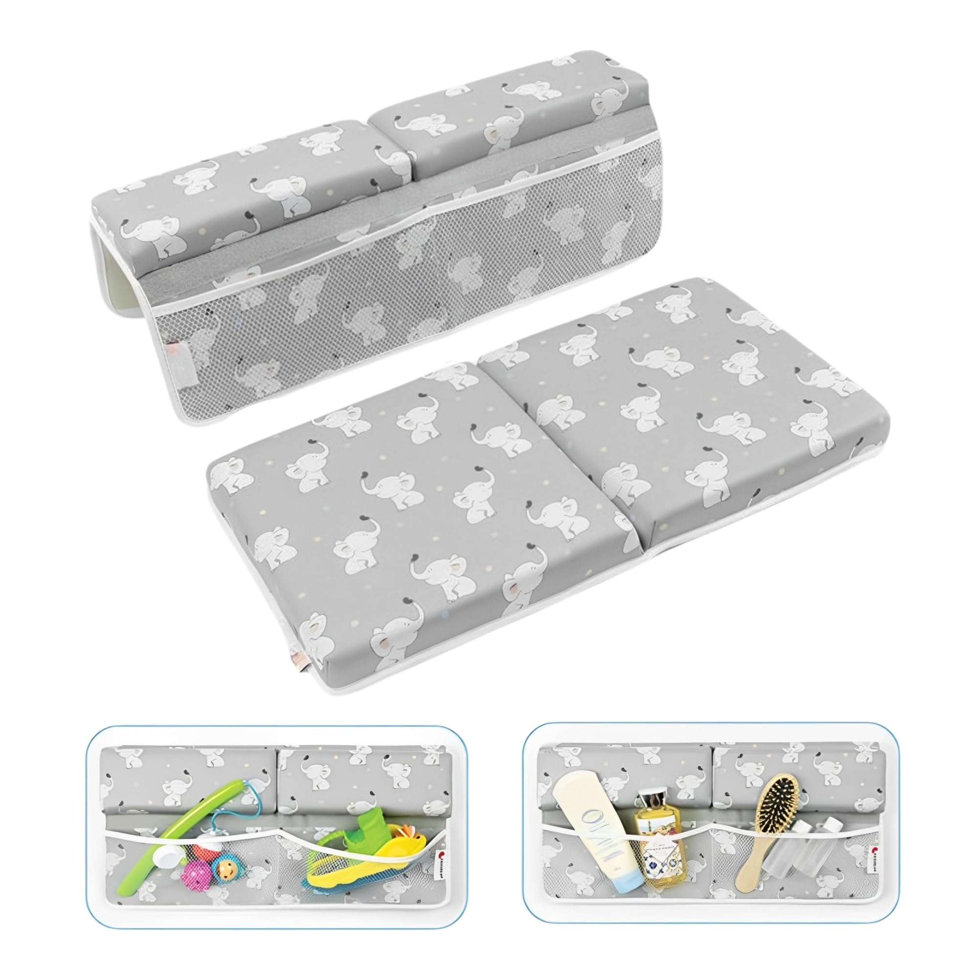Juego completo de rodilleras y coderas para baño de bebé, accesorios completos de baño para bebé con almohadilla de rodillas indolora para bañar al bebé, cojín de baño de secado rápido, coderas y