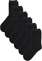 Vista 9 de COTTON DAY Calcetines unisex de algodón suave para niños y niñas, con puntera sin costuras, color negro, blanco, gris, azul marino, paquete de 6