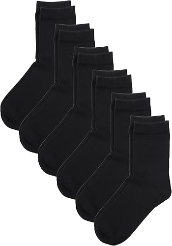 Miniatura 9 de COTTON DAY Calcetines unisex de algodón suave para niños y niñas, con puntera sin costuras, color negro, blanco, gris, azul marino, paquete de 6