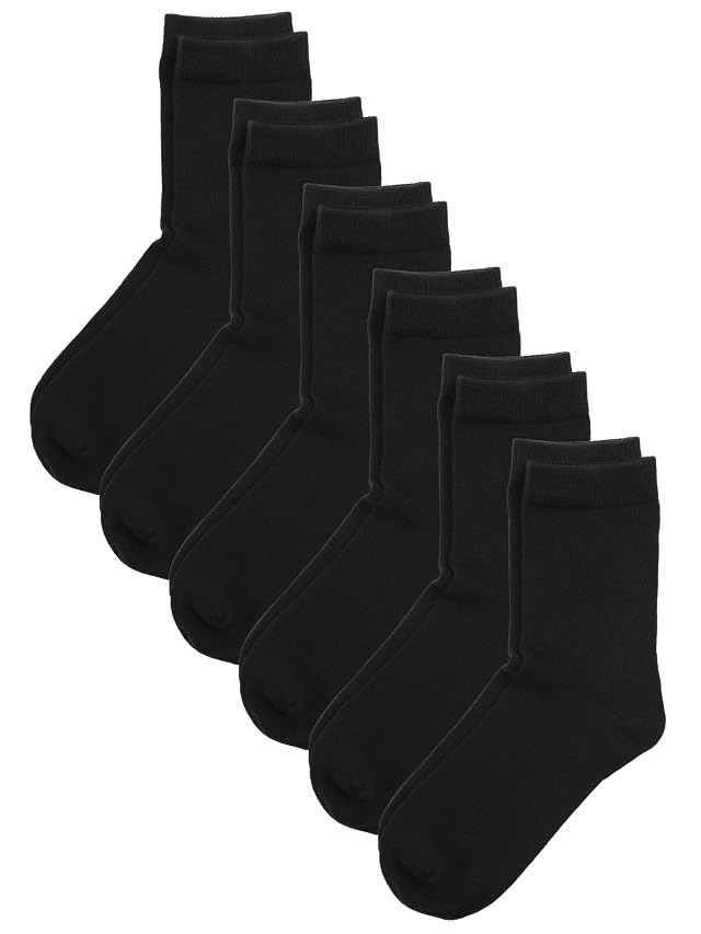 COTTON DAY Unisex Little Kids Youth Boys Girls Soft Cotton Crew Dress Socks Seamless Toe Black White Gray