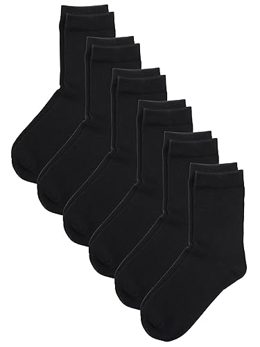 COTTON DAY Unisex Little Kids Youth Boys Girls Soft Cotton Crew Dress Socks Seamless Toe Black White Gray Navy 6 Pack