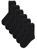 Unisex Little Kids Youth Boys Girls Soft Cotton Crew Dress Socks Seamless Toe Black White Gray Navy 6 Pack