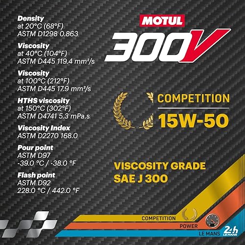Miniatura 7 de MOTUL 110861 300 V 15W-50 competición coche carreras motor aceite aceite completamente sintético motor lubricante 5 litros alto rendimiento 4