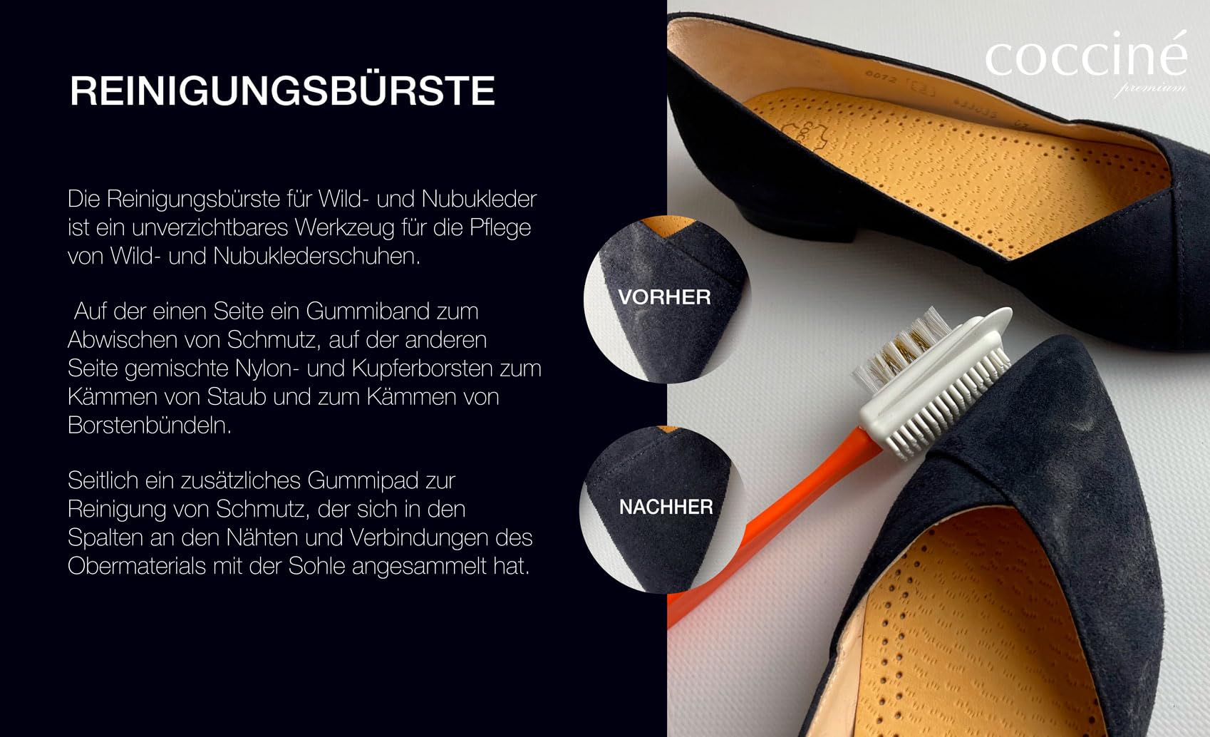 Coccine - Schuh Shampoo und Bürste Set, Reinigungsschaum für Wildleder und Nubukleder, Schuhshampoo für Velourslederschuhen, Pflegeschaum für Unterschiedliche Verschmutzungen