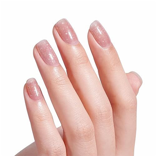 Vista 21 de AILLSA Esmalte de uñas de gel iridiscente con purpurina, esmalte de gel de gelatina brillante rosa coral, lámina holográfica, color translúcido