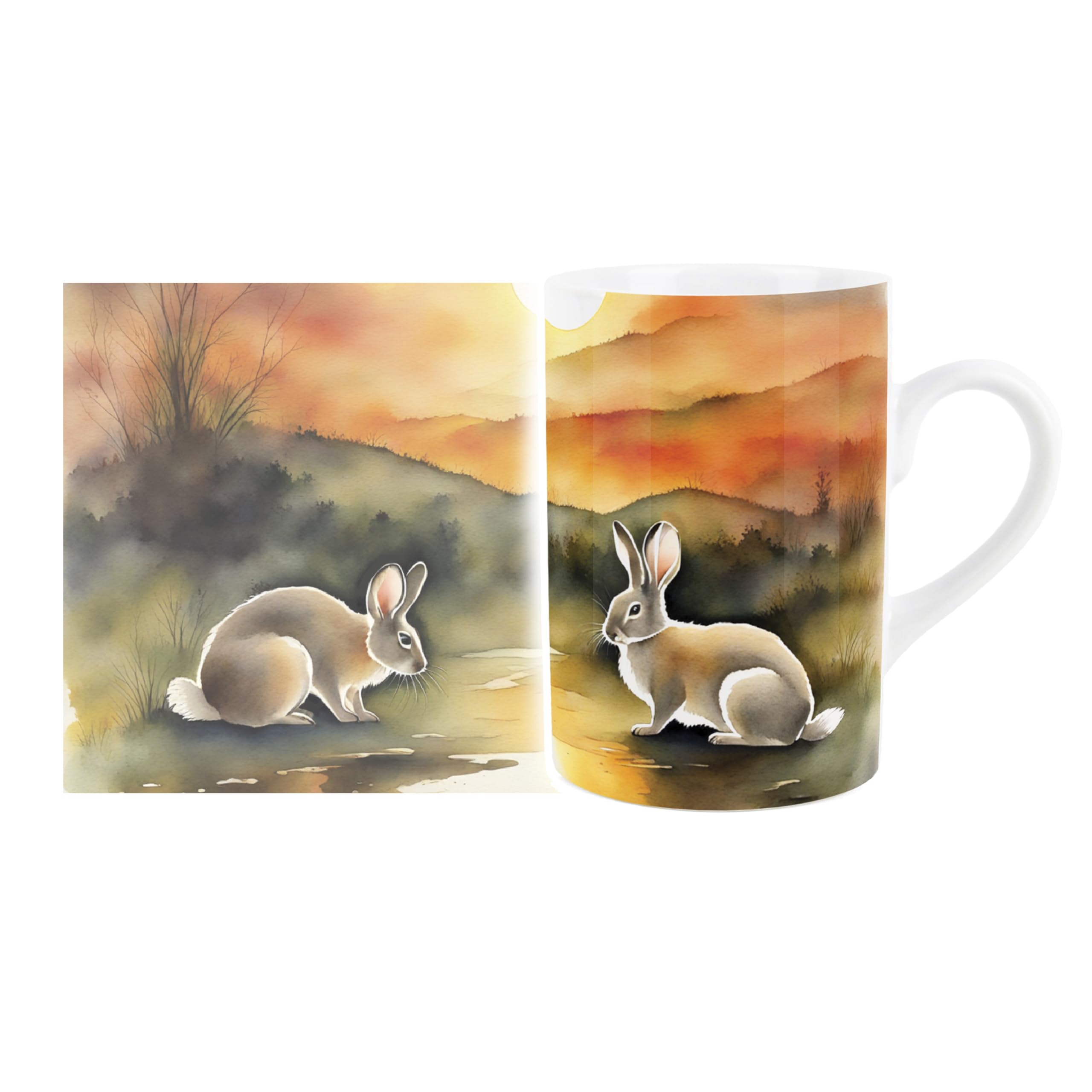 Purely Home Rabbits British Wildlife Mug - Countryside Animals/Birds Artwork - Tea Coffee Hot Drinks Ceramic Mug Gift/Present