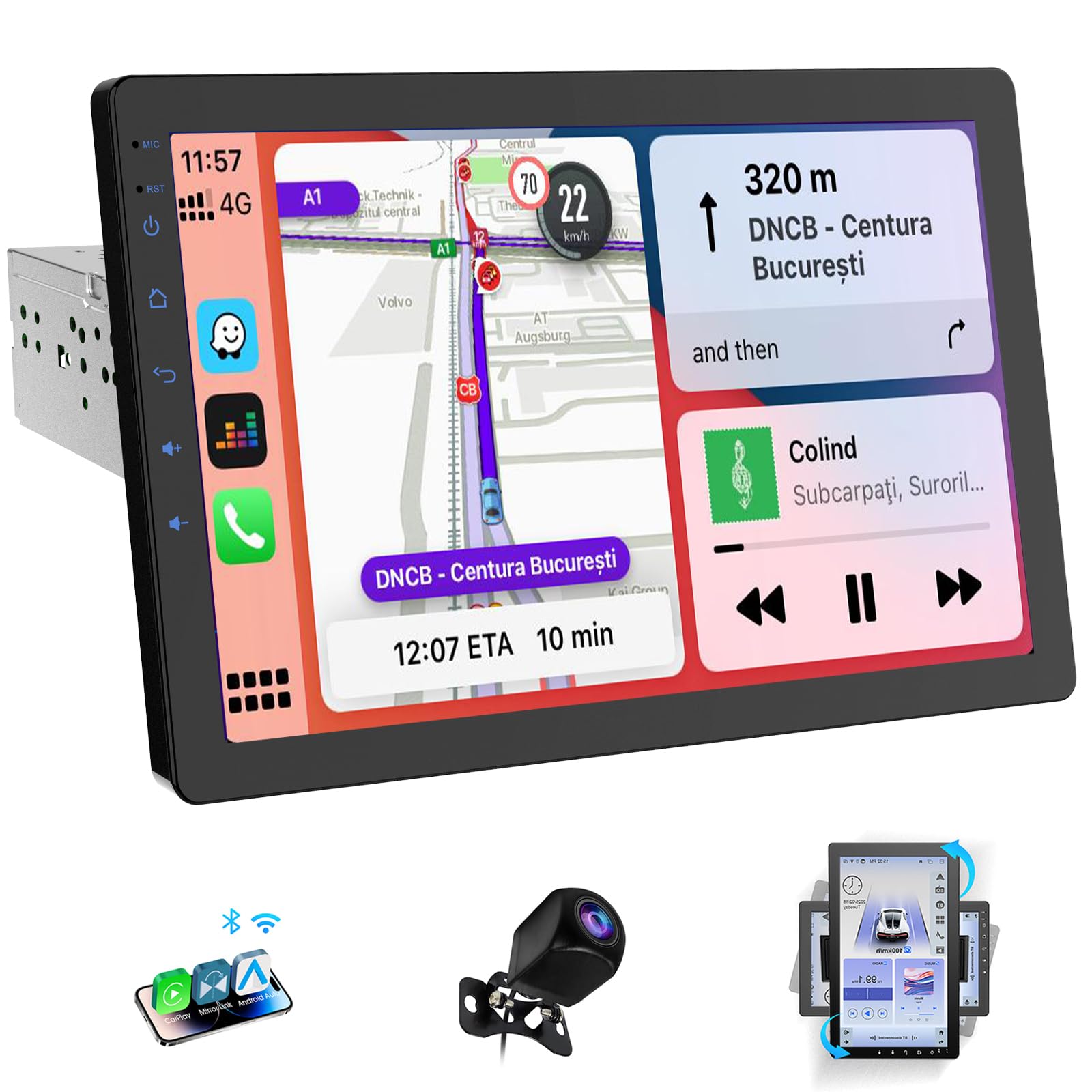 Autoradio Android 2GB+64GB 1 Din - Touchscreen 7 Pollici, GPS, WiFi, Bluetooth, Supporto Telecamera Posteriore - Foto 4