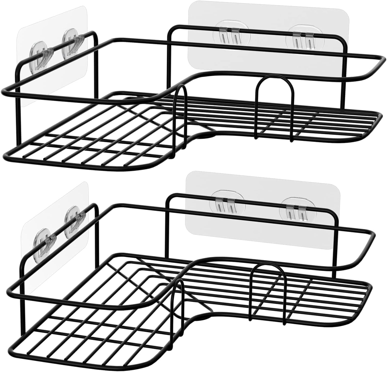 ROMINO Self-Adhesive Shelves for Corner Walls for Bathroom Organizer - Multipurpose Kitchen Shelf Storage Organizer Wall Mounted Bathroom Corner Shelf with Magic Sticker (Black) Metal (B0D17S3C66) Amazon Price History, Amazon Price Tracker