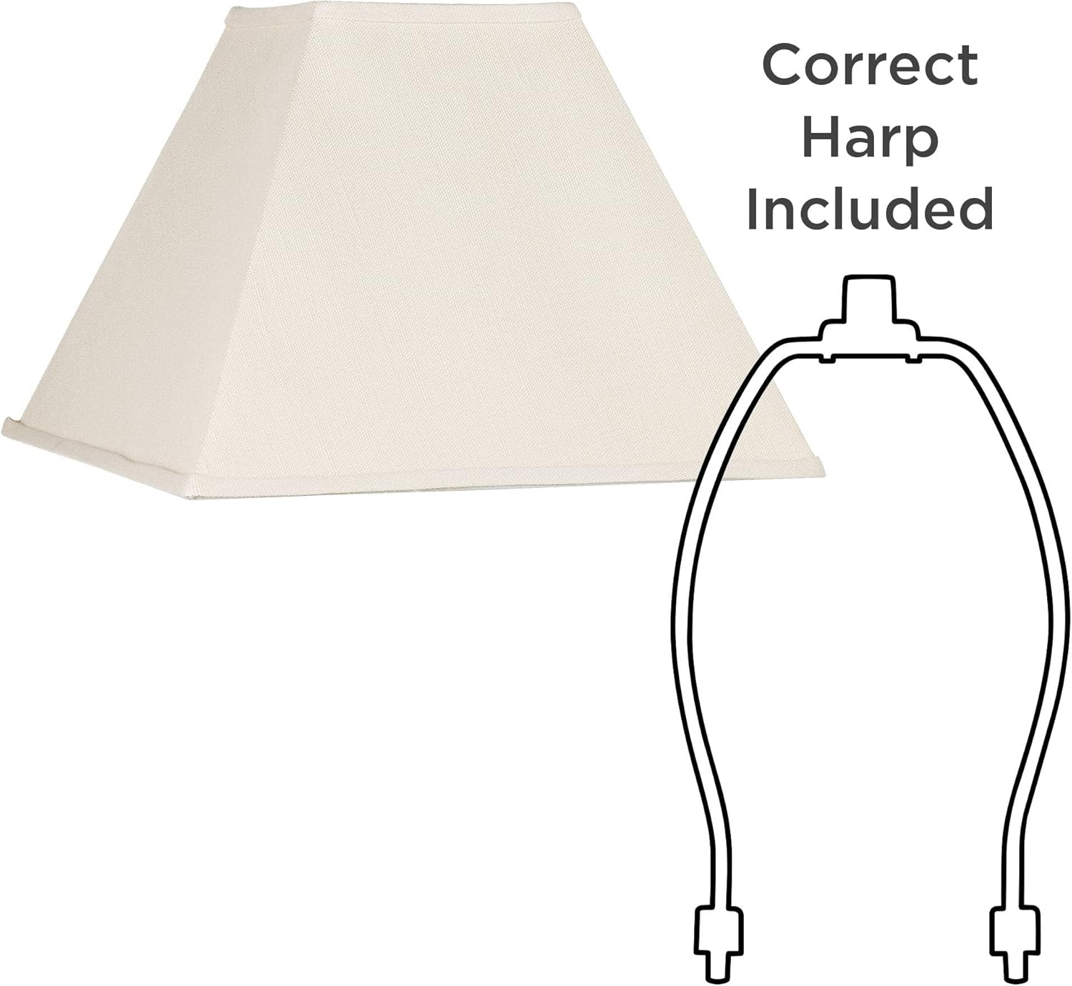 Set of 2 Tapered Square Lamp Shade (Pre-Assembled) s Beige Large 7" Top x 17" Bottom x 13" Slant x 12 High Spider with Replacement Harp and Finial Fitting - Springcrest
