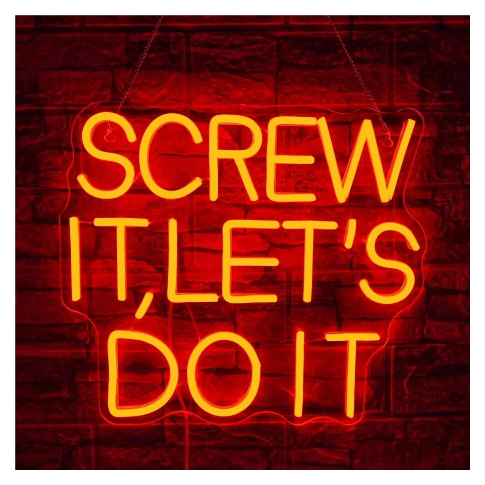 XENITE Hanging Art Neon Signs Screw It Lets Do It LED Neon Signs for Home Dorm Wall Wedding Party Bar Tiki Gaming Room Decoration 36x32cm
