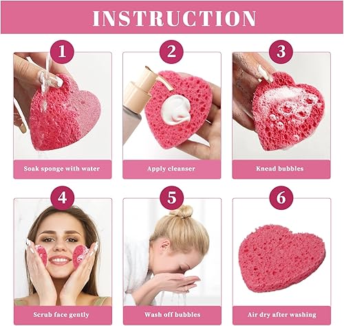 Miniatura 5 de 50 esponjas faciales comprimidas con contenedor, esponjas faciales naturales reutilizables, esponjas cosméticas profesionales de spa para limpieza