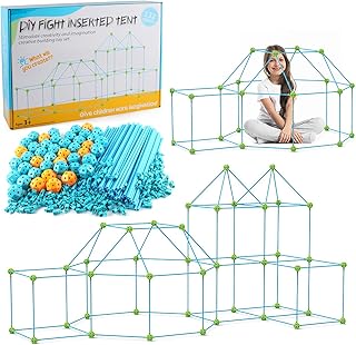 Cave Building Children, Indoor Playhouse, Construction Toy, Creative Forts, Cave Building, 132 Pieces, Contains 88 Sticks and 44 Balls, 132 Pieces, Educational Gift for Children Aged 4 to 8 Years