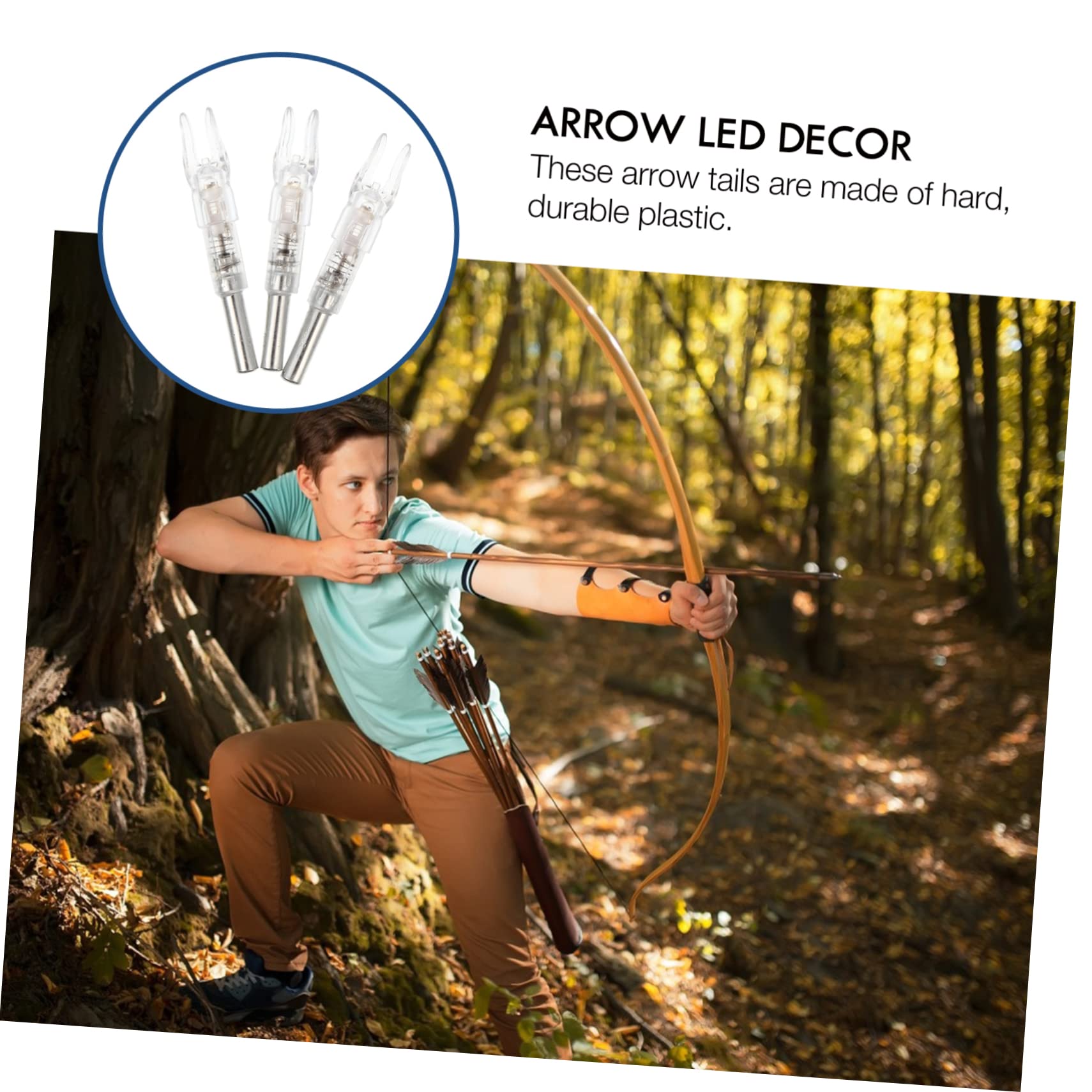 BESTonZON 3pcs Led Lighted Arrow Nocks for 6.2mm Shafts Archery Accessories Luminescent Tails