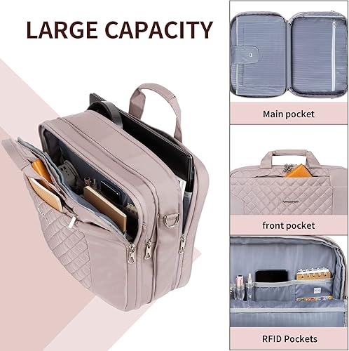 Miniatura 3 de KROSER Bolsa para laptop para mujer, funda para laptop de 17 pulgadas, bolsa expandible para laptop, bolsa impermeable para computadora con