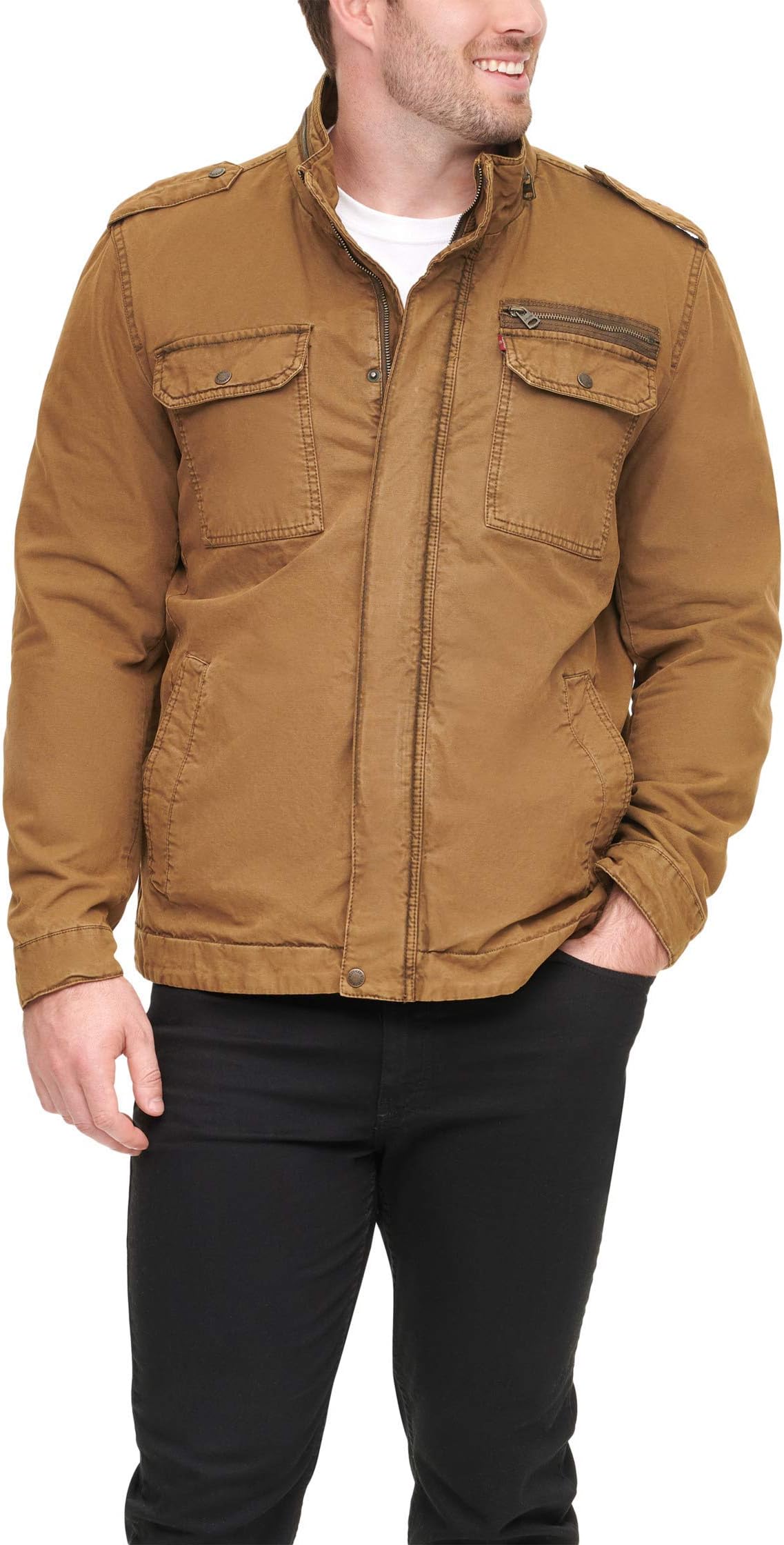 Men's Washed Cotton Military Jacket (Regular & Big & Tall Sizes)
