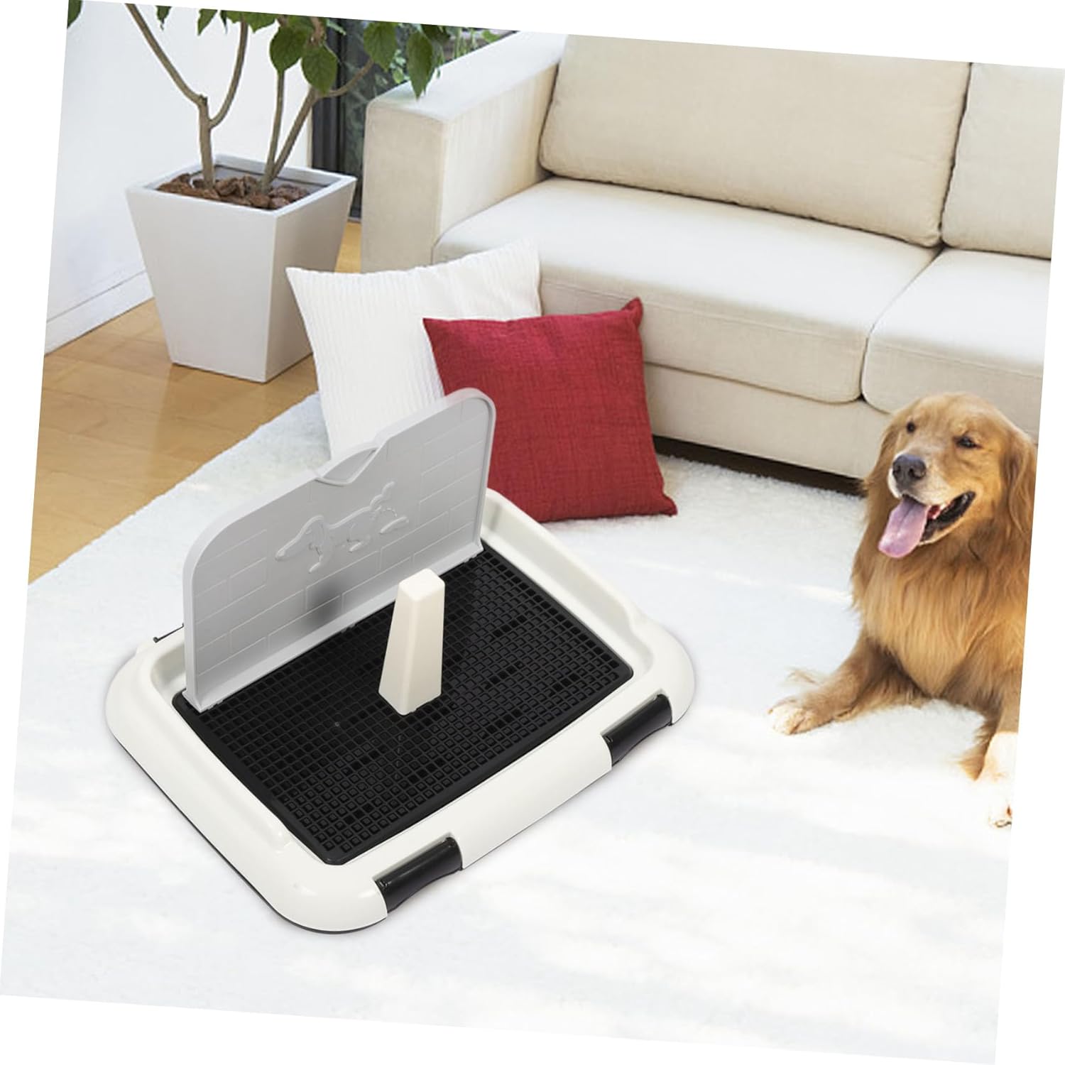 BESPORTBLE Dog Toilet Tray Large Capacity Splashproof Pet Accessory for Indoor Use Durable Dog Potty Tray with Pee Baffle Multifunctional Urinal and Poop Basin