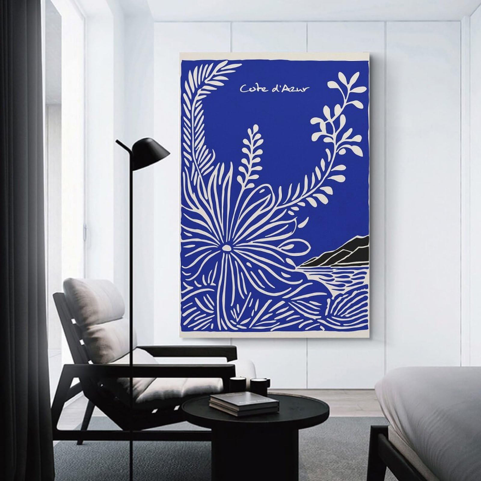 Junmoney Côte DAzur Floral Landscape Art Home Decor Wall Art, 12x18inch(30x45cm), for Bedroom, Lounge Or Dressing Area, Canvas Wall Decor for Personal Spaces