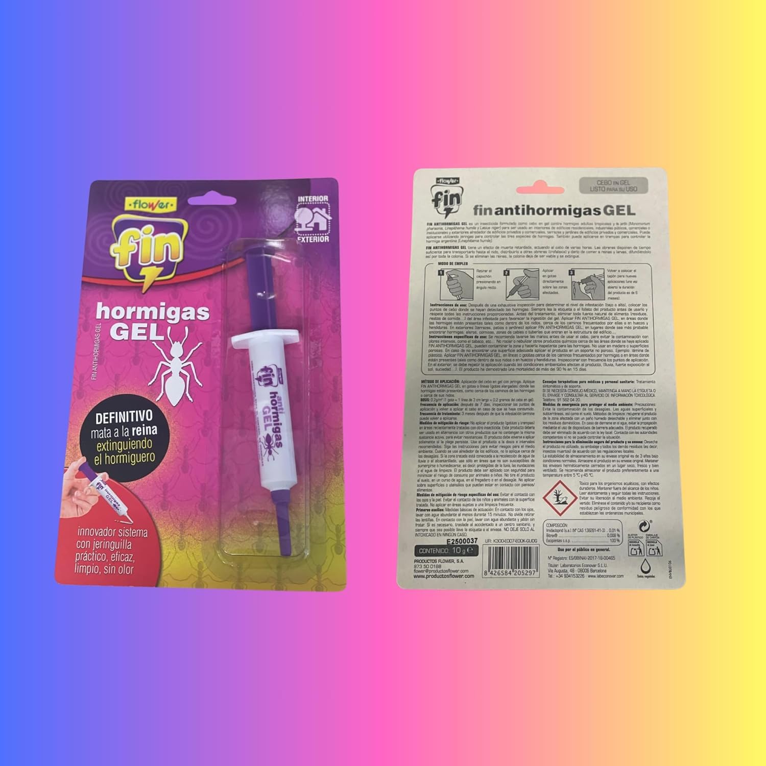 FLOWER x 6 Insecticida Anti Hormigas Formato Jeringa 10 gr | Jeringuilla Antihormigas Eficaz Elimina a Toda La Colonia | Gel Atrayante y Duradero | Interior y Exterior | Aplicación Segura y Sencilla
