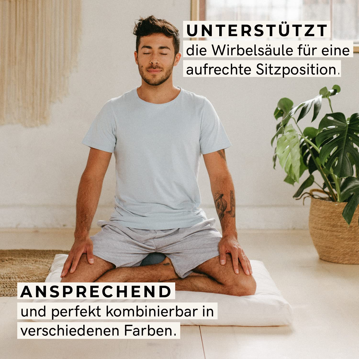 Lotuscrafts® Meditationskissen, Extra-hoch mit 20 cm Sitzhöhe, Yoga Kissen mit Dinkelfüllung, Yogakissen Rund, Bodenkissen Rund, Yogakissen Meditationskissen, Bezug waschbar, GOTS Zertifiziert