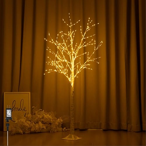 Árbol de ramitas de abedul iluminado con luces de hadas, 180 luces LED de 4 pies, perfectas para interiores y exteriores, decoración de Navidad y