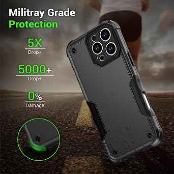 Muzis for iPhone 16 pro max case Rugged, Compatible with Magsafe, Shock Proof & Anti Fingerprint,Made for iPhone 16 pro max case Military Grade, for Men and Women Black