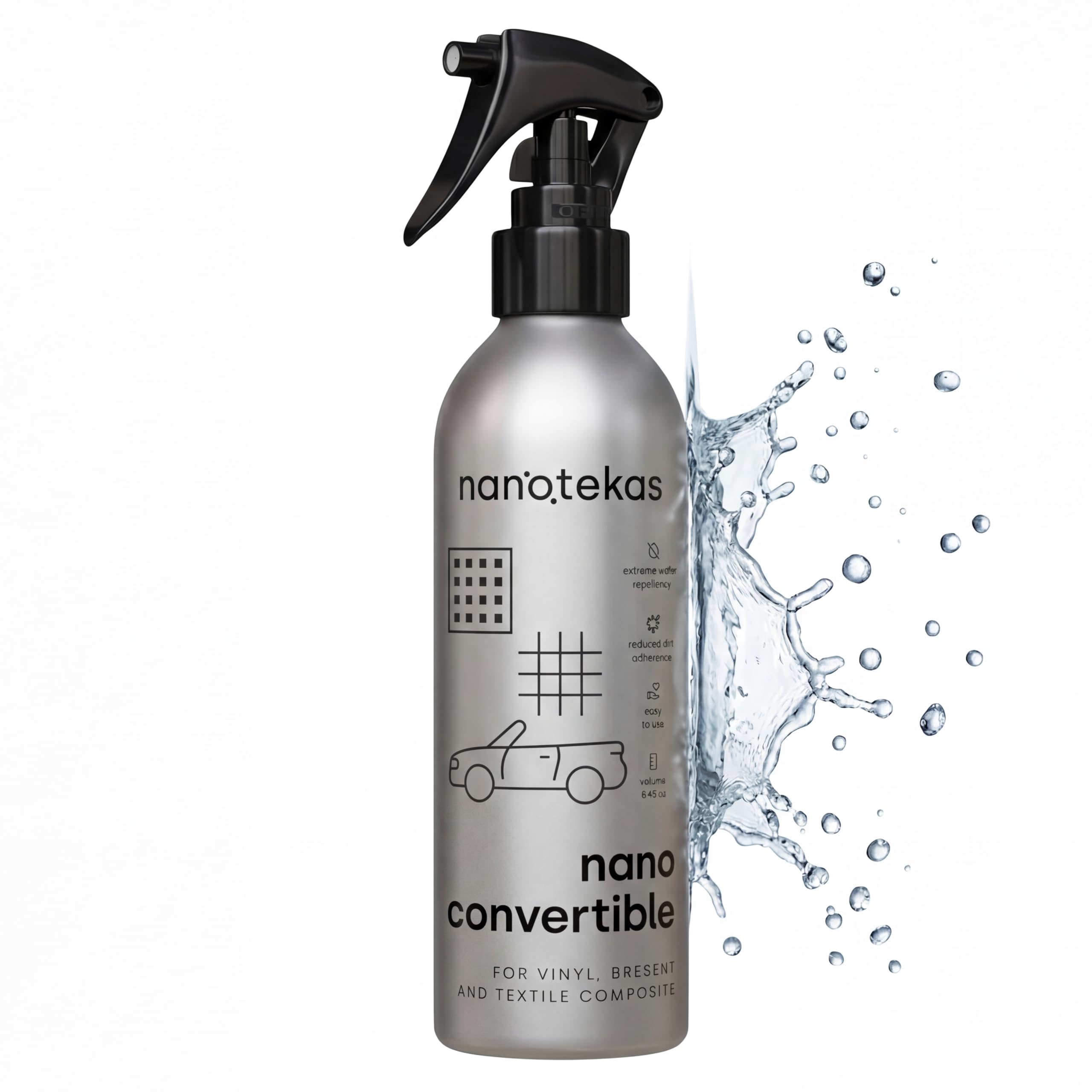 Convertible Nano Ceramic Coating for Car Roofs - Waterproof Hydrophobic Coating for Cabrio Tops - Fabric & Vinyl Friendly Soft Top Cleaner - 250 ml Long-Lasting Roof Coating Protectant