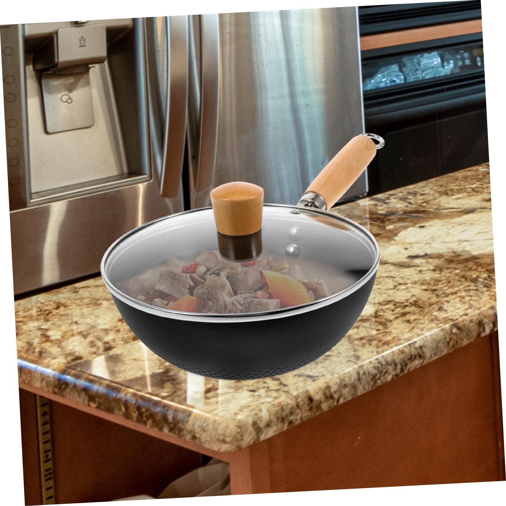 Wok Antiaderente 20cm in Ferro Nero, Manico Ergonomico