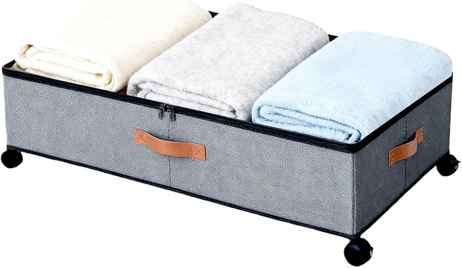 Under Bed Storage - Under Bed Organizer With Wheels, 72L Organizer With Wheels Lid, Unders Beds Organizers, Beds Storage Bins For Shoe Clothes Sheet Toy Blanket Bedding Home Room Apartment