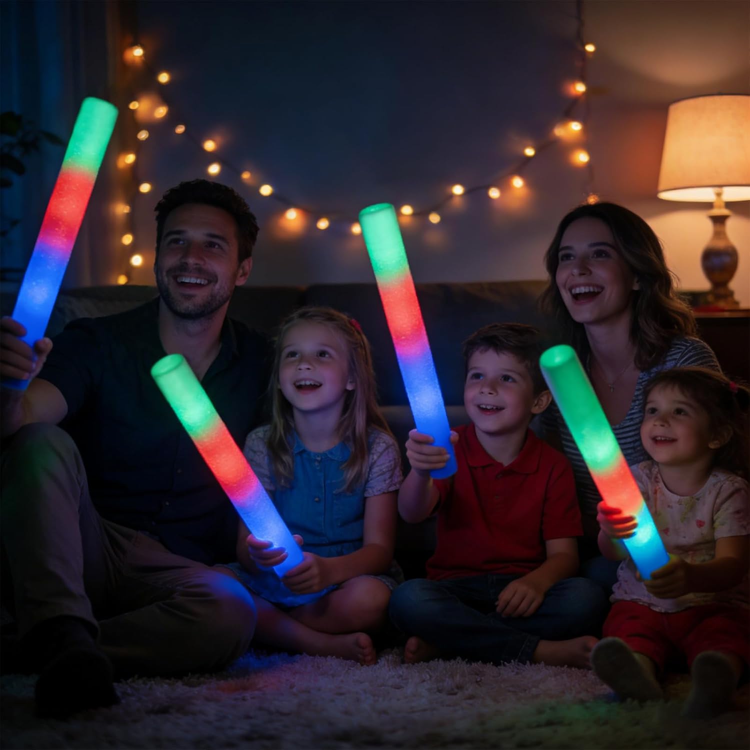 60PCS Foam Glow Sticks Bulk, Light up in the Dark Party Supplies with 3 Colorful Flashing Modes, Glow Party Pack for Wedding, Birthday, Concert, New Year, Halloween, Christmas,Carnival