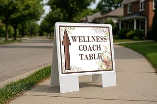 Wellness Coach Table Easter Spring Vintage Chicks Eggs Basket Brown Up Arrows A-Frame Single Sided 23x23 in. sign
