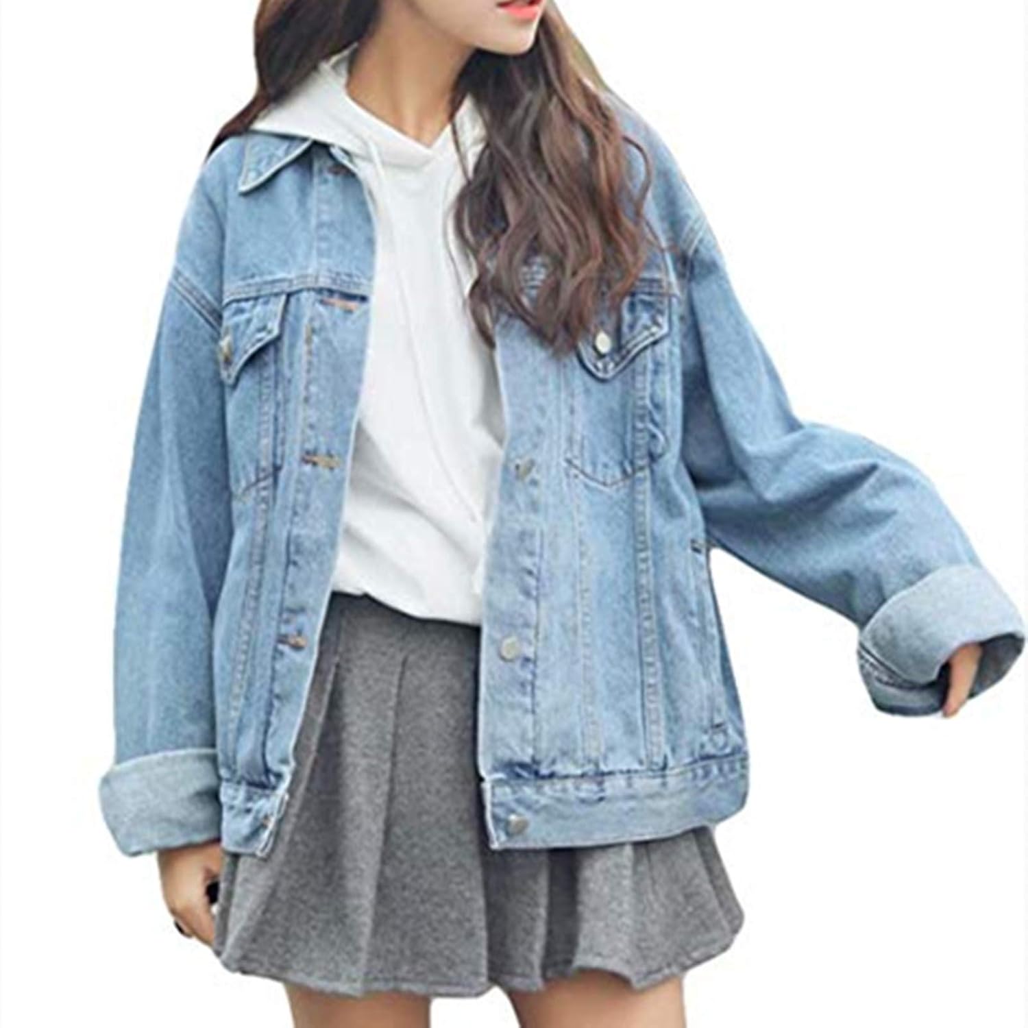 Ankecity Women's Boyfriend Denim Jackets Long Sleeve Loose Jean Coats Oversize… - Review, Price and Buying Guide