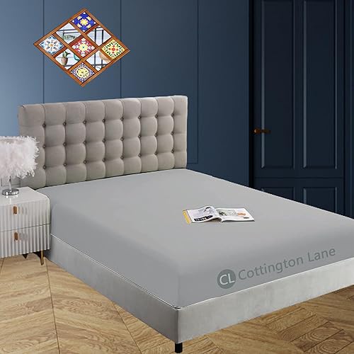 Miniatura 1 de Sábana bajera de tamaño individual XL  Sábana bajera 100% algodón  Solo sábana bajera  Sábana bajera sólida gris ceniza (dormitorio  individual XL