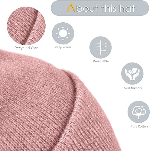 Miniatura 2 de Achiou Gorro de punto para mujer, gorro de esquí de invierno para hombre, gorro cálido con puños, suave y holgado de punto, gorra unisex
