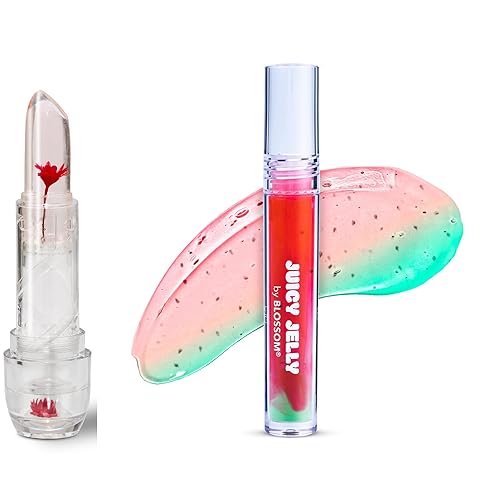 Blossom Juicy Jelly - Bálsamo labial hidratante con sabor a fruta + tecnología de pH que cambia de color, bálsamo labial de cristal perfumado a