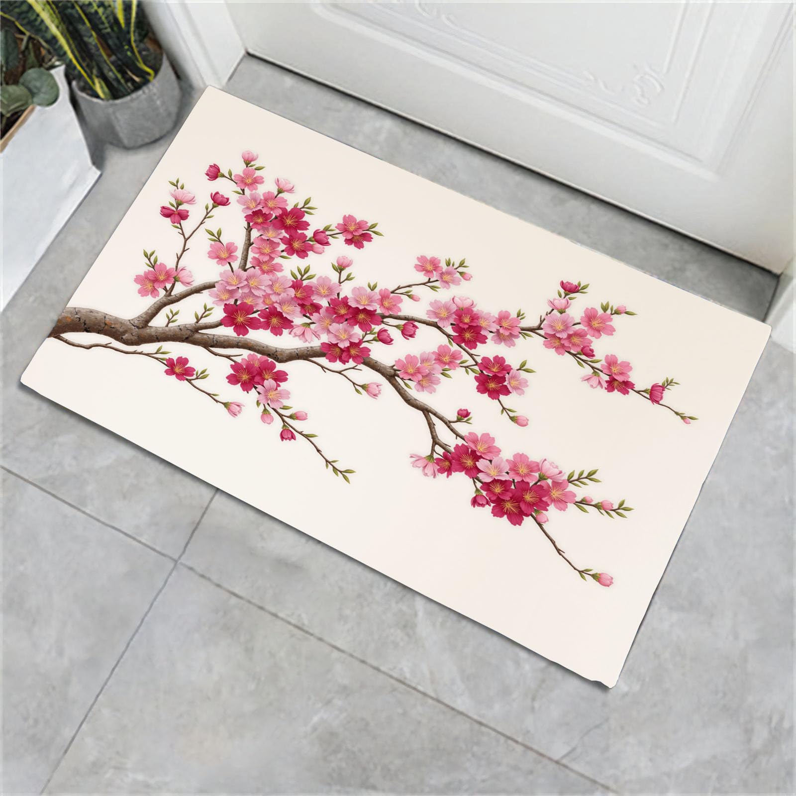 Tapis de bain antidérapant beige rose lavable en microfibre 60x90cm