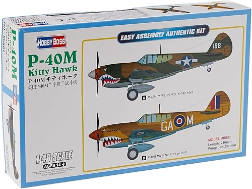 Hobby Boss Kit de construcción de modelo de avión Kittyhawk P-40M de fácil montaje