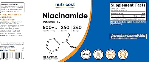Miniatura 11 de Nutricost Niacinamida (Vitamina B3) 500 mg, 240 Cápsulas (3 Botellas)