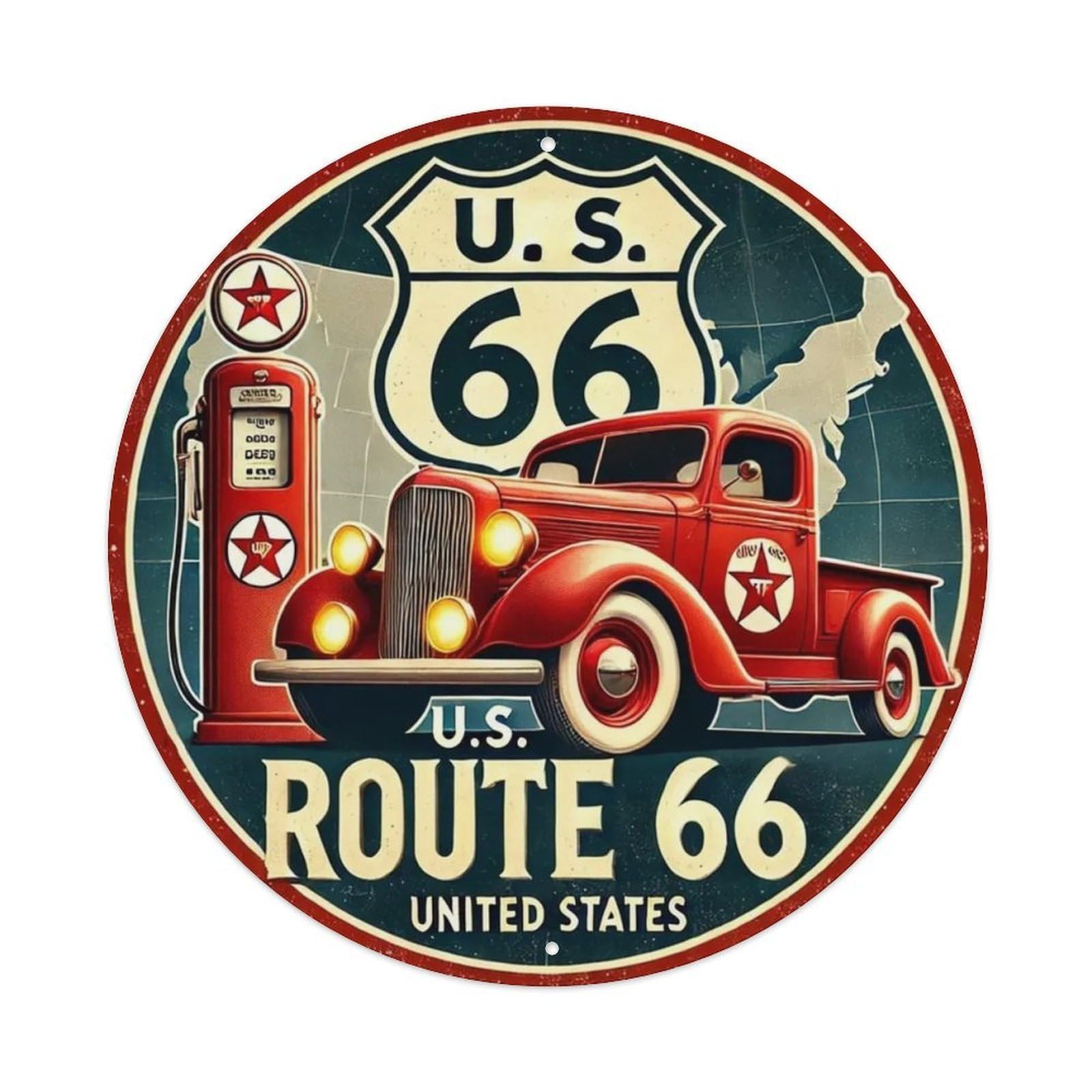 Igtefte Vintage Route 66 Tin Sign Style Home Bar Garden Wall Plaque Decor Metal Poster 8X8 Inch