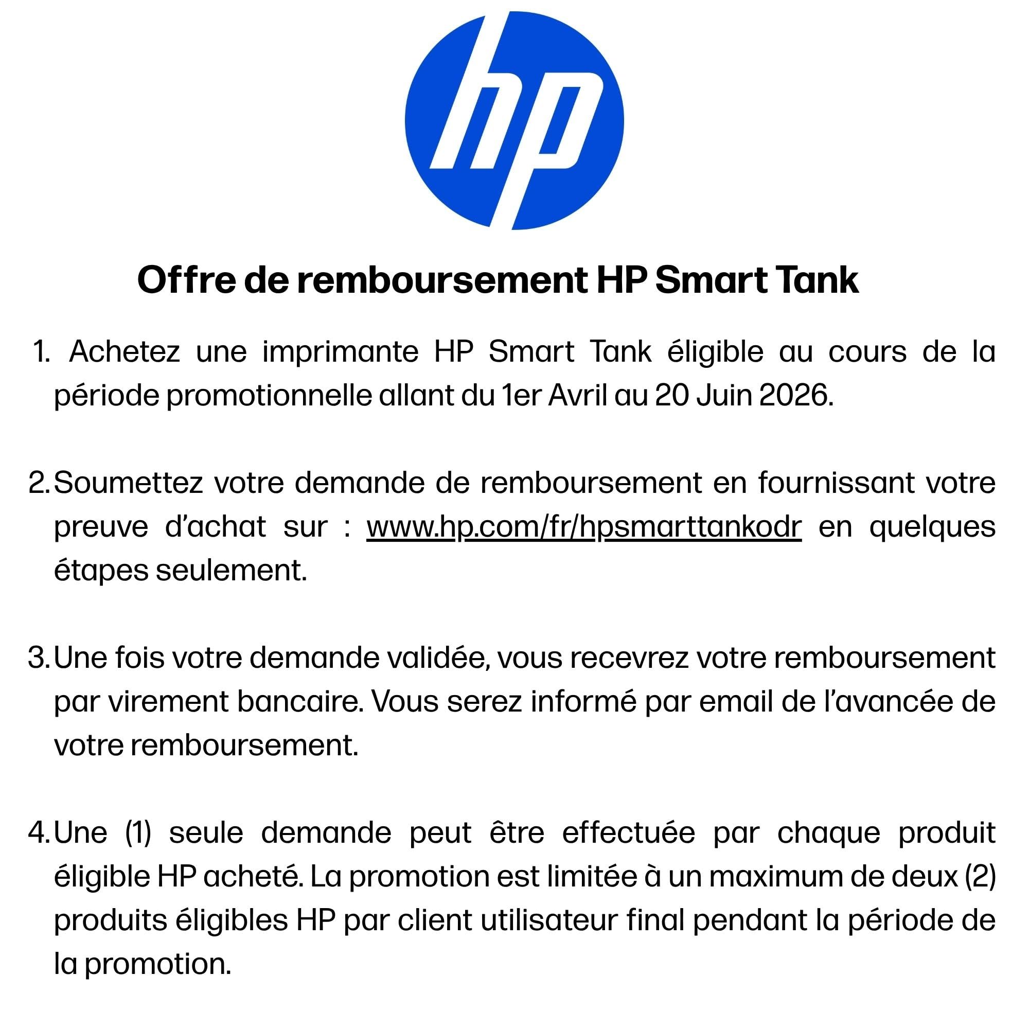 HP Smart Tank 7606, 28C03A, Imprimante Multifonction A4 avec réservoir d’Encre Rechargeable, Impression Couleur, Scanner, Photocopieur, Fax, Wi-FI, Application Smart, Blanche et Bleue