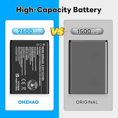 Miniatura 3 de Batería HE402 de 2600 mAh, nueva actualización 2025 de alta capacidad 3.85 V batería de repuesto para AT&T Cingular Flex (ATTEA211101) 1ICP63850