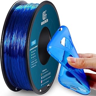 GEEETECH Filamento TPU 95A 1,75 mm +/- 0,03 mm para impresora 3D, 1 kg, Carrete, color azul transparente