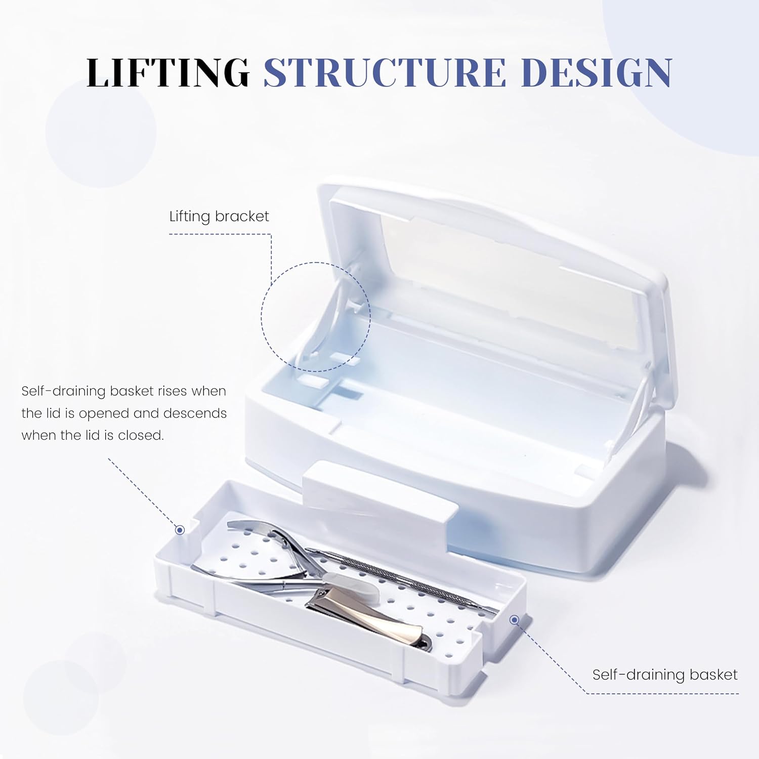 Nail Tool Sterilizers Nail Soaking Tray Box Cleaner Pot for Eyelash Scissors Tweezers Nail Art Tools Manicure Lash Soaking Tray Clean Box