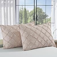 Vista 15 de Vaulia Fundas de almohada decorativas de microfibra ligera, diseño plisado, tamaño estándar (20 x 26), color blanco, paquete de 2