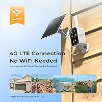 Vista 2 de SEHMUA Cellular Security Camera, No WiFi Needed, 180° Auto Pan, Portable Outdoor&Indoor, Pre-Installed 4G LTE SIM Card, Solar Powered, PIR Motion