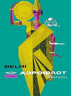 Magnet to Delhi India via Moscow Soviet Airlines Russia USSR Vintage Travel Magnet