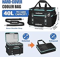 Vista 2 de INSMEER Soft Cooler Bag with Hard Shell & 2 Cup Holders, Portable 40L/70 Cans Collapsible Cooler Bags Insulated with Leakproof for Travel, ice