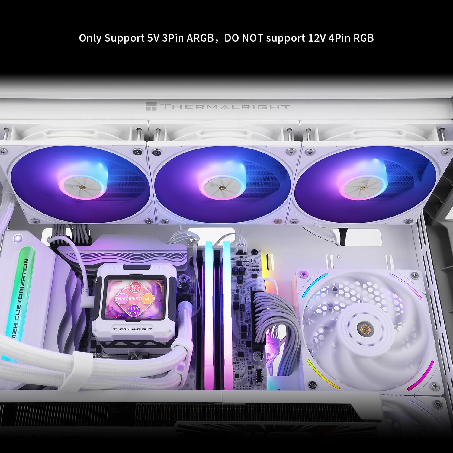 Thermalright TR FW360 White ARGB CPU Water Cooler,3 PWM Fans Water Cooling System,IPS LCD Screen with 320*240 Resolution,for AM4/AM5&Intel LGA1851/1700,Computer CPU Liquid Cooler for 2.4in IPS Display